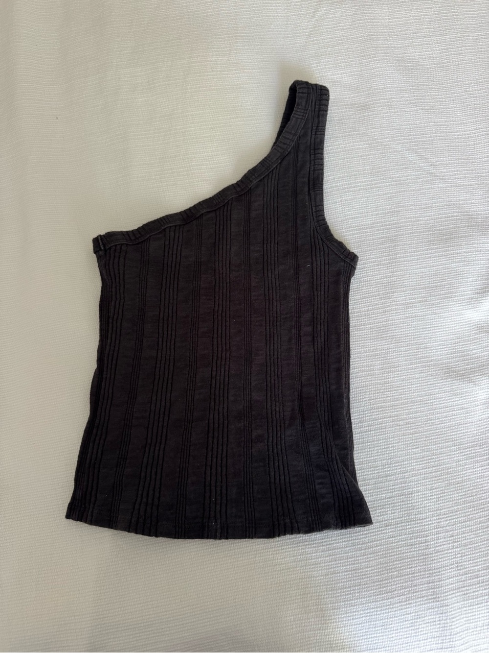 American Eagle Outfitters Black Ribbed One-Shoulder Top